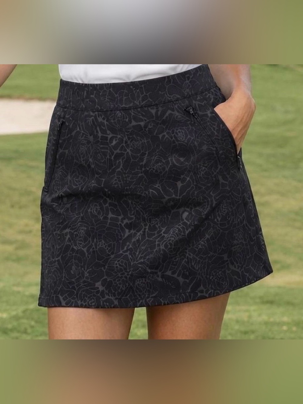 Orvis Black Floral Jacquard Skort